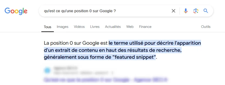 position 0 sur Google