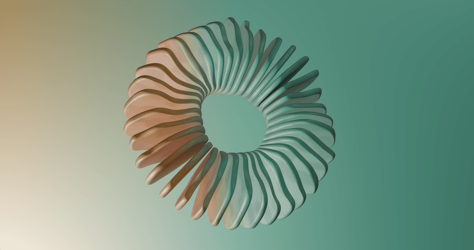 Forme de spirale 3D abstraite moderne sur un fond dégradé, parfaite pour les projets de conception.
